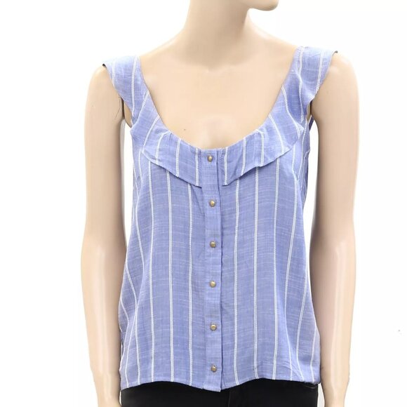 Sezane Blue Striped Tank Top - Picture 6 of 9